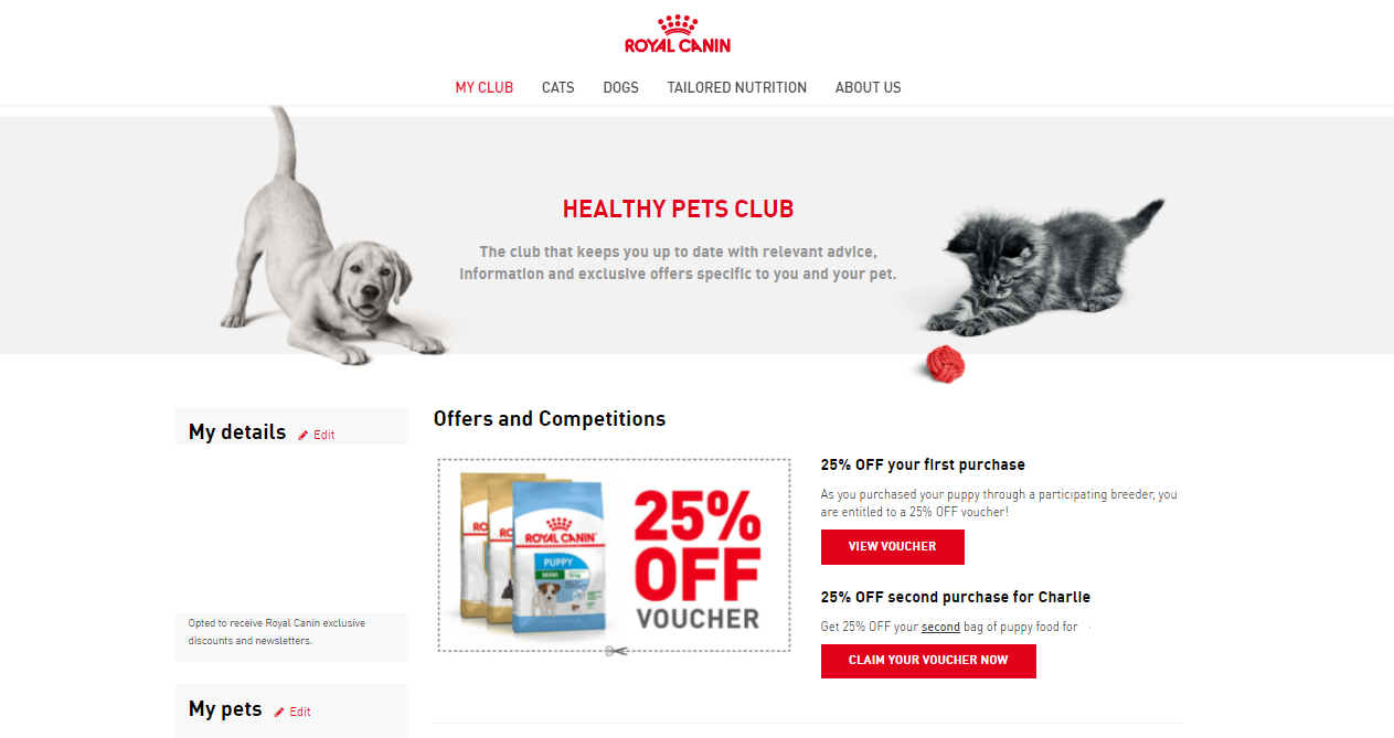 Picture of Healthy Pets Club dashboard