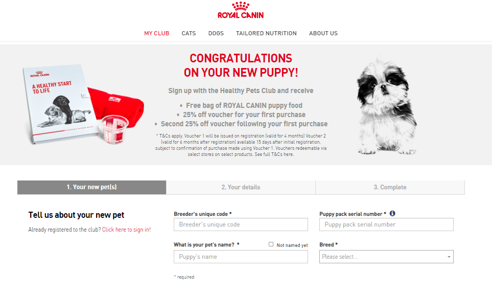Picture of Puppy and Kitten Packs website